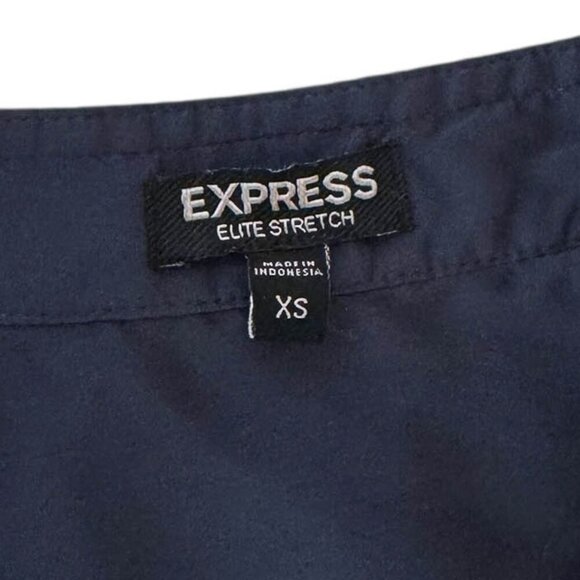 Express Stretch Satin Ruffle Short Sleeve Top - Picture 4 of 5